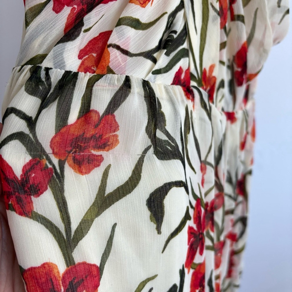 Aritzia LittleMoon Floral Jumpsuit Sleeveless Cross Front Open Back Wide-Leg Sz2 - Picture 14 of 14